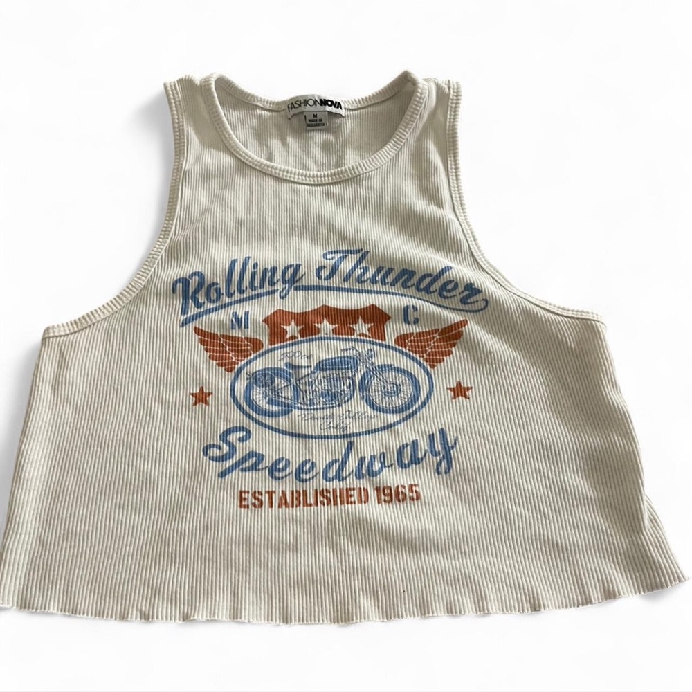 Fashion Nova Kids Rolling Thunder Tank Top - Cream and Orange
